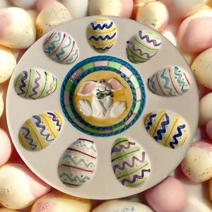 Ariellla Collection Ceramic Easter Bunny Egg Plate with Box